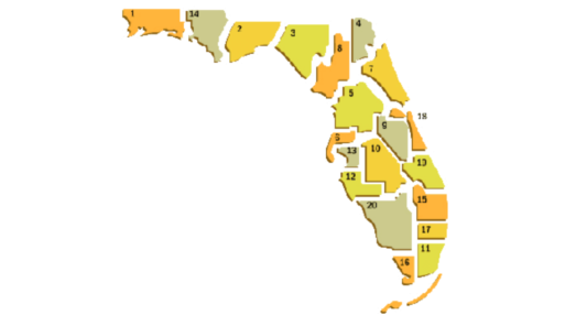 The 20 circuit courts in florida