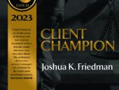 Board Certified Family Law Attorney Joshua Friedman Named a “Gold Client Champion” by Martindale-Hubbell